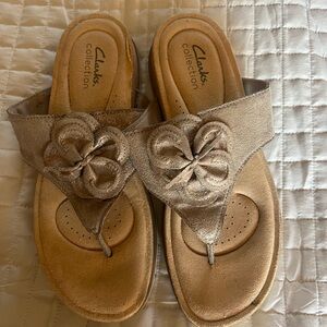 Clarks Women's Beige Floral Sandals